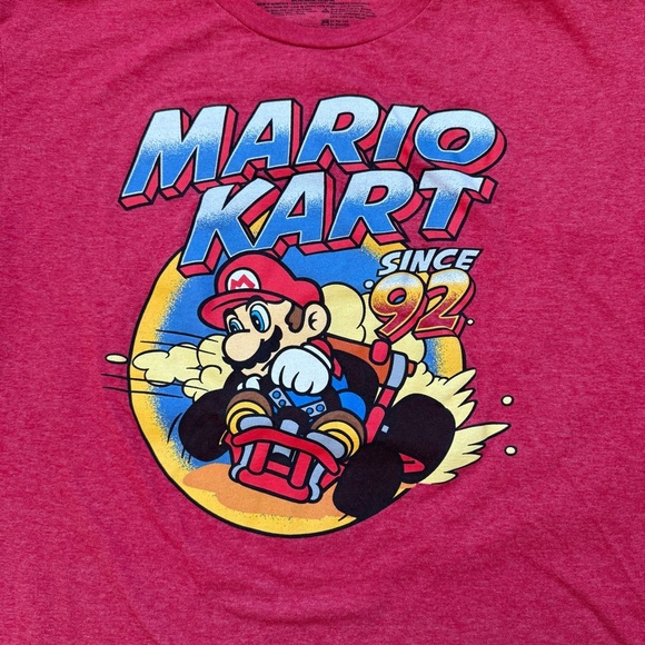 Mario Kart Since ‘92 Red Graphic Tee Shirt Retro Look Men’s Size Large - Picture 3 of 4